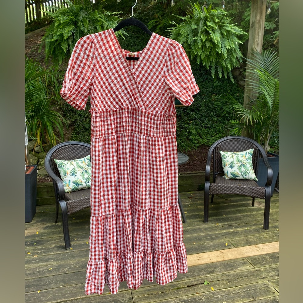 Gingham midi dress